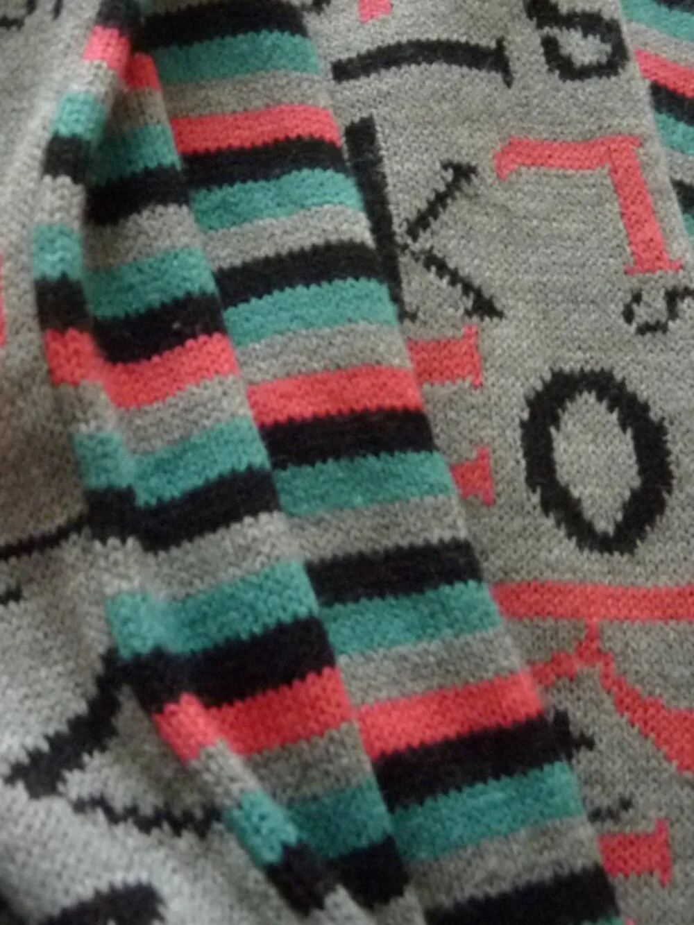 $118 Nordstrom Neck Scarf Pink Teal Black Grey Alphabet Striped 75